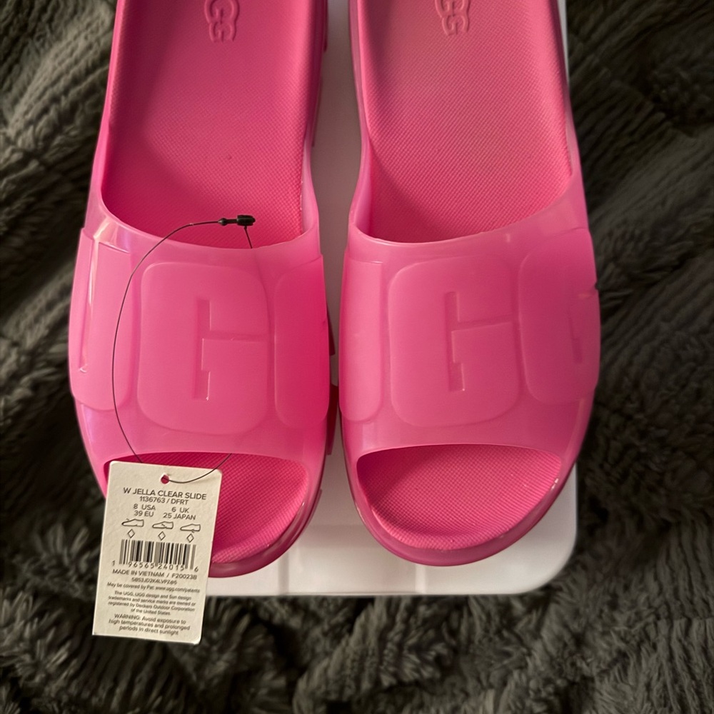 UGG Pink Jelly Clear Slide Sandals